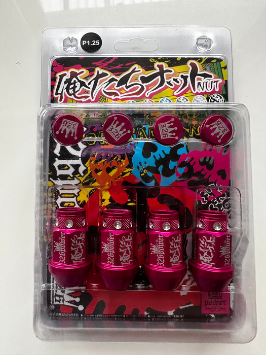 (NZ STOCK) 326POWER 4cm Oretachi Wheel Lug Nut - 1 set (4 Lug) M12x.1.25 with crown centre caps