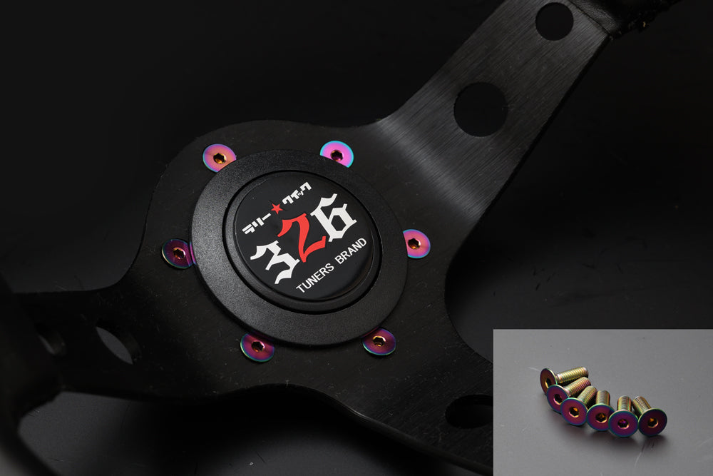 (NZ STOCK) 326POWER ORETACHI STYLE Rally Quick Steering Wheel with Neo Chrome Purple Bolts