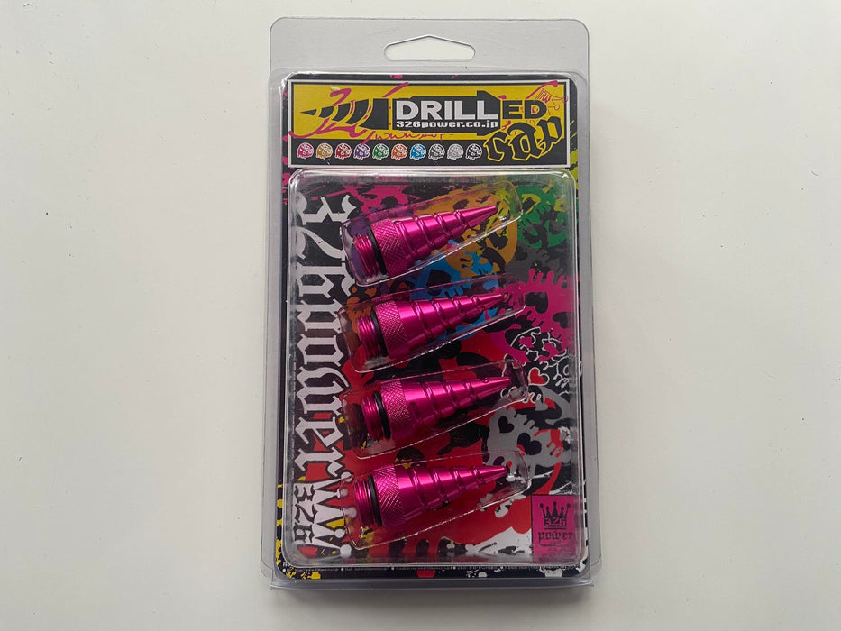 (NZ STOCK) 326POWER Drilled Spike Wheel Lug Nut End Caps - 1 set (4 Spikes)/Medium/Pink